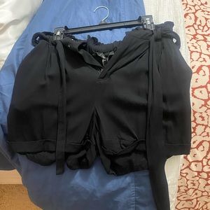 Forever 21 paper bag black shorts, with tie band.